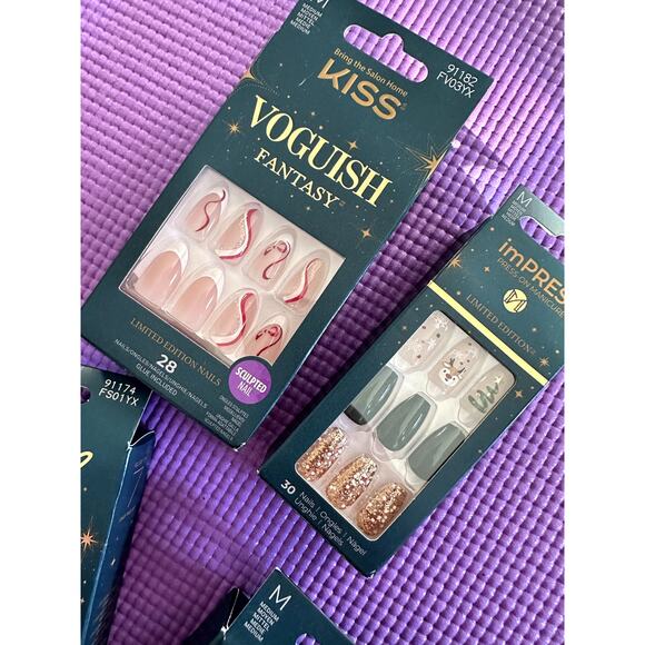 Lot of 4 Kiss Voguish Fantasy Nails Glue Included Ready to Wear Gel, Press-On - Picture 3 of 4